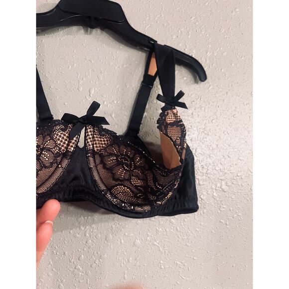 NWOT Lane Bryant Seriously Sexy Womens Bra 42DD Cupless Black & Beige Lace Sheer - Picture 5 of 9